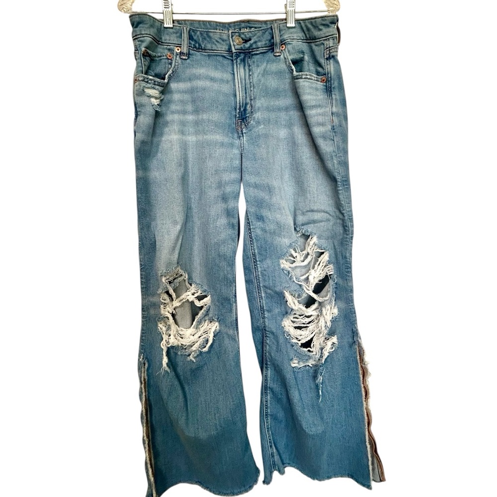 Distressed American Eagle SIDE SLITS jeans 10 Short Stretch